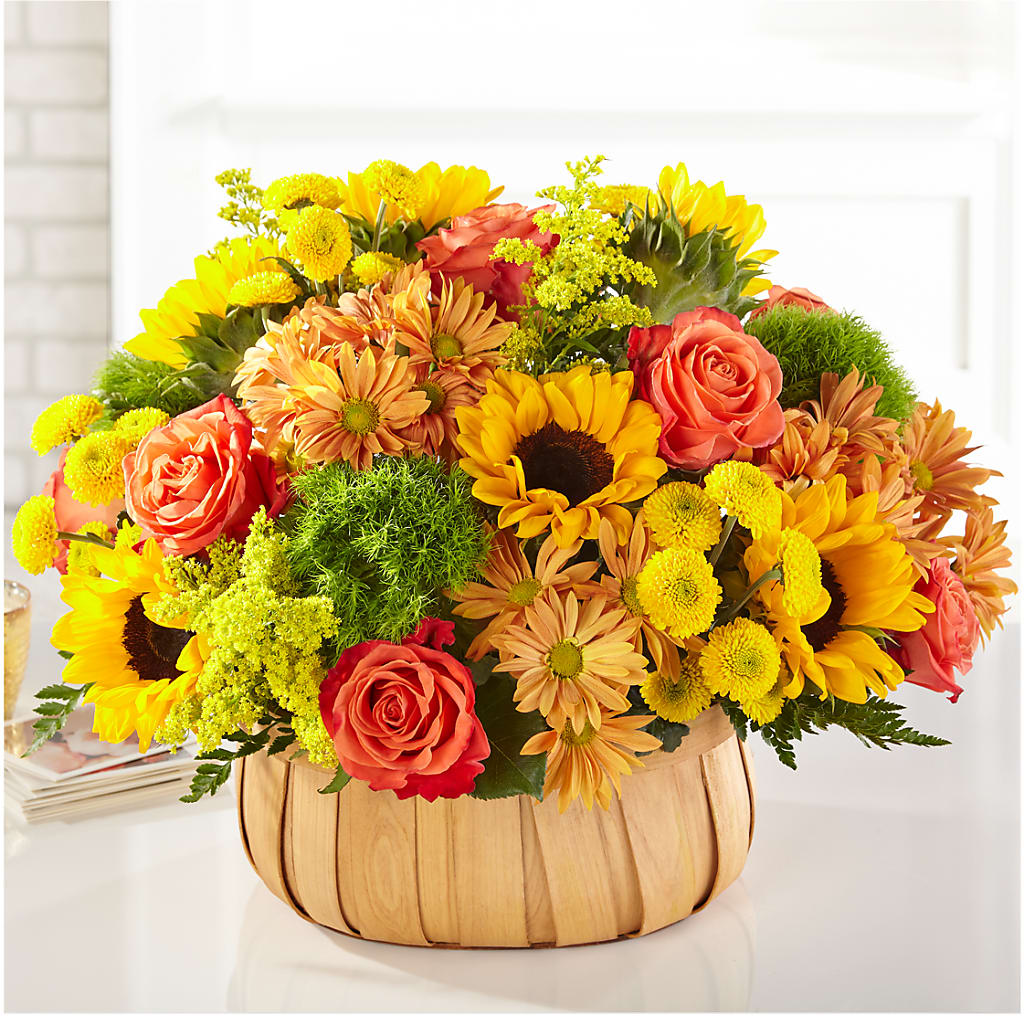 Harvest Sunflower Basket – MAIN STREET FLORIST & GIFTS, Ridgefield CT