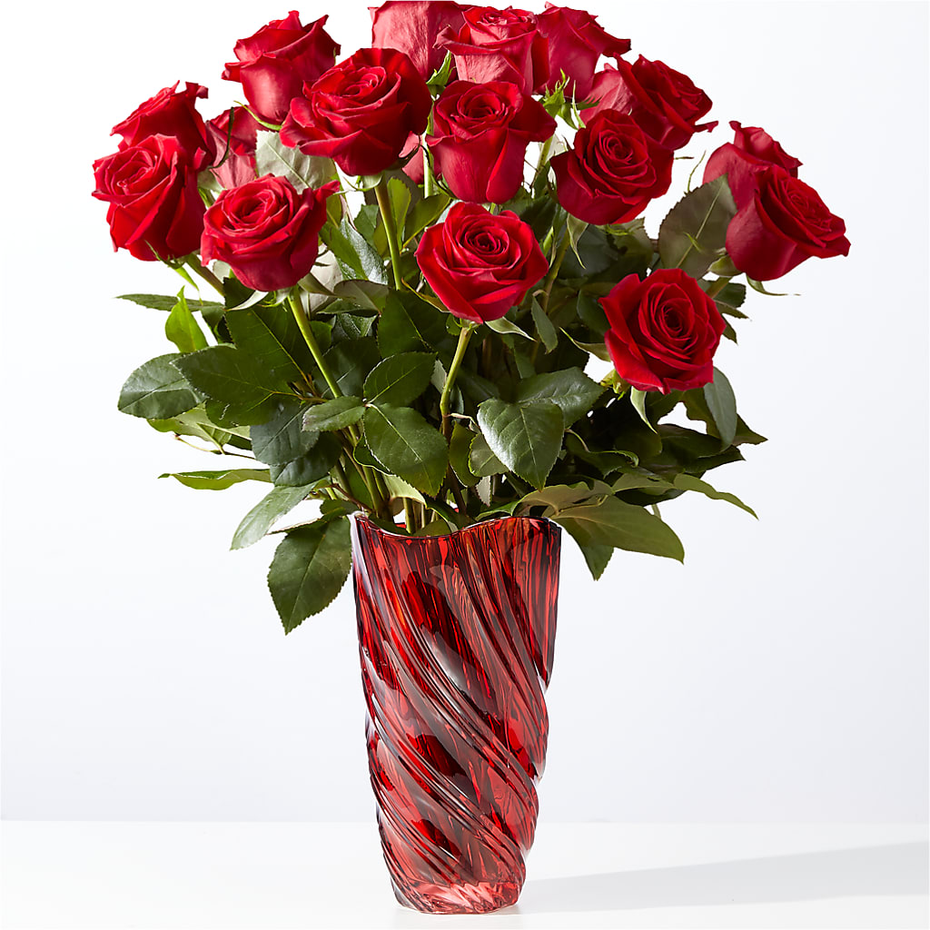 Classic Love Red Rose Bouquet with Luxe Swirl Vase – MAIN STREET FLORIST & GIFTS, Ridgefield CT