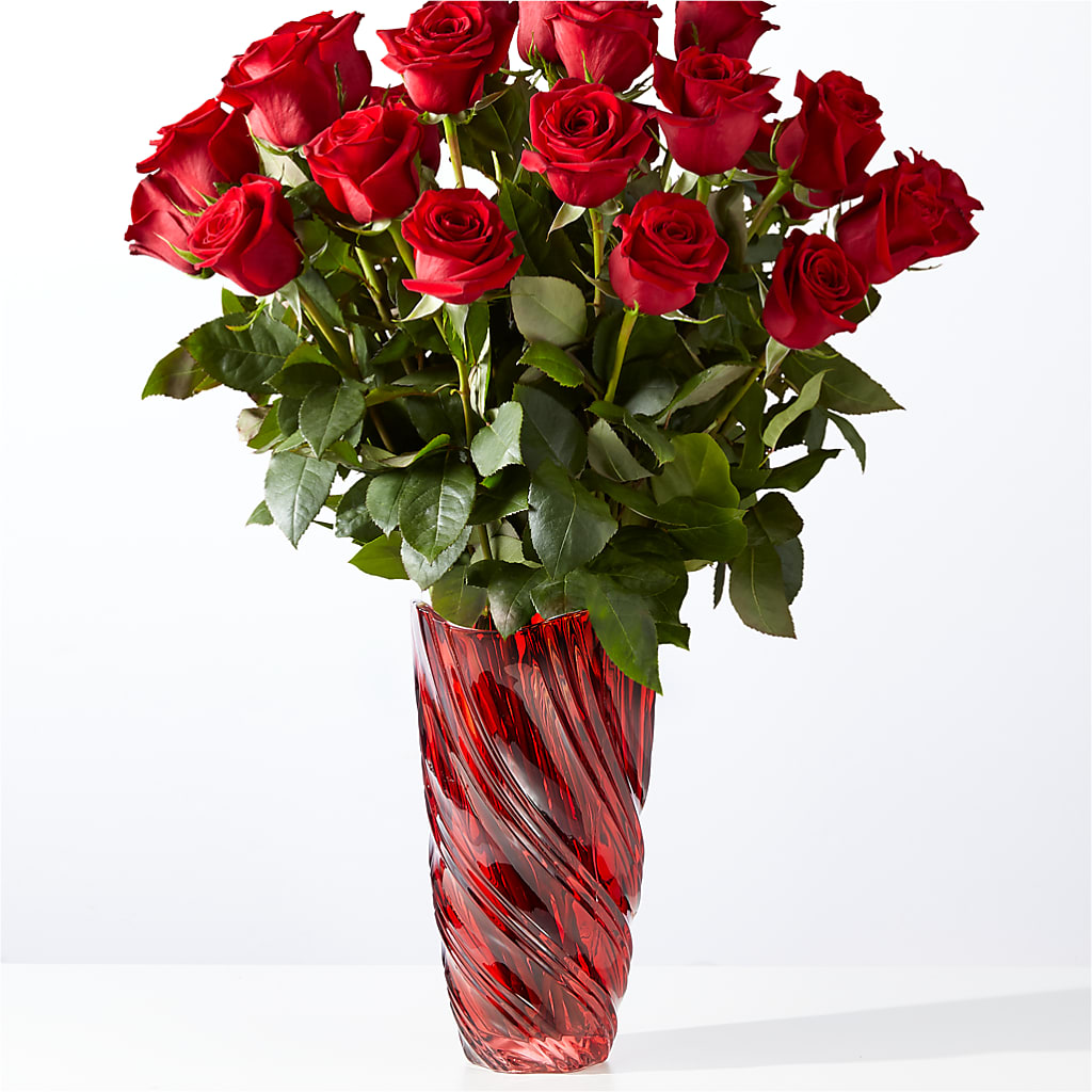 Classic Love Red Rose Bouquet with Luxe Swirl Vase – MAIN STREET FLORIST & GIFTS, Ridgefield CT