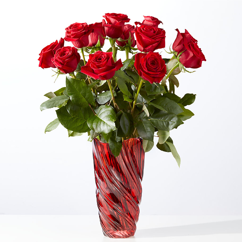 Classic Love Red Rose Bouquet with Luxe Swirl Vase – MAIN STREET FLORIST & GIFTS, Ridgefield CT