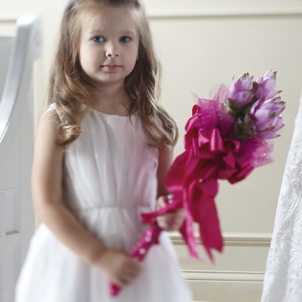 Sparkle Pink Flower Girl Bouquet – MAIN STREET FLORIST & GIFTS, Ridgefield CT
