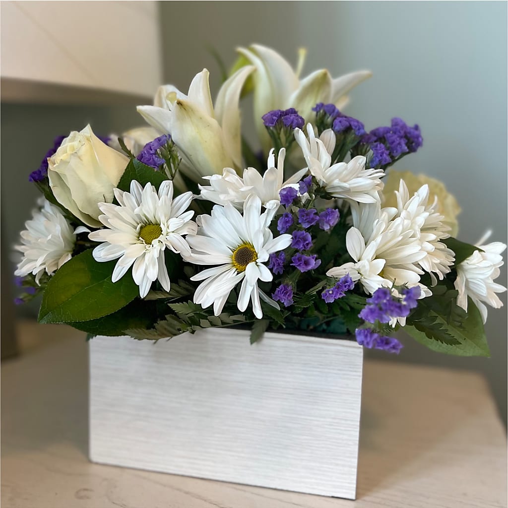 Beyond Blue Box Bouquet – MAIN STREET FLORIST & GIFTS, Ridgefield CT