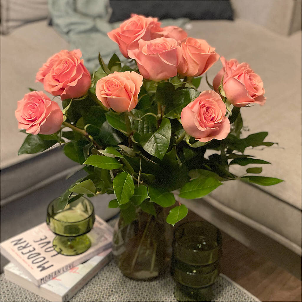 Long Stem Pink Rose Bouquet – MAIN STREET FLORIST & GIFTS, Ridgefield CT