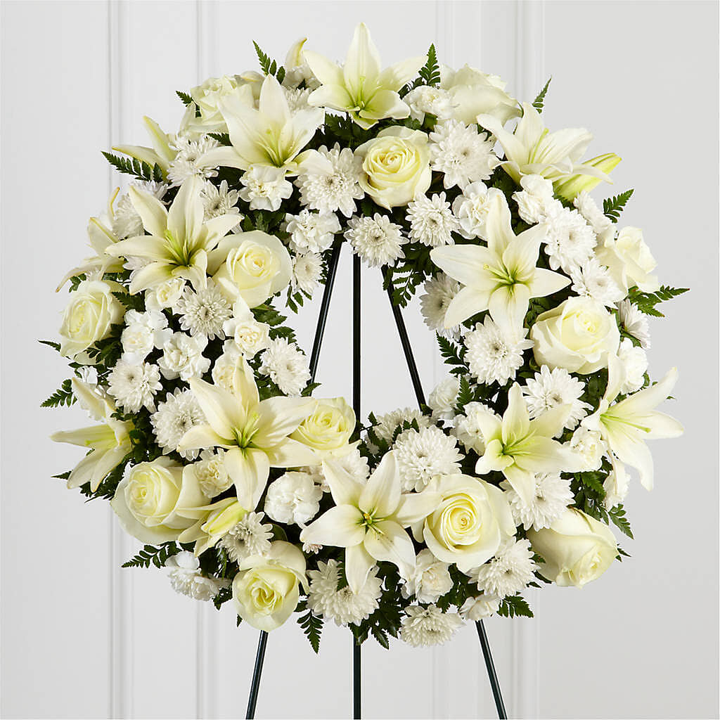 Treasured Tribute Wreath – MAIN STREET FLORIST & GIFTS, Ridgefield CT