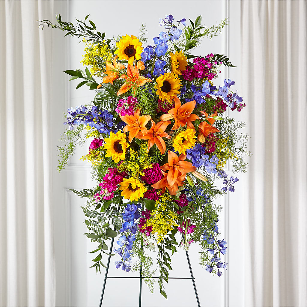 Sunlit Memories Standing Spray (Standard) – MAIN STREET FLORIST & GIFTS, Ridgefield CT