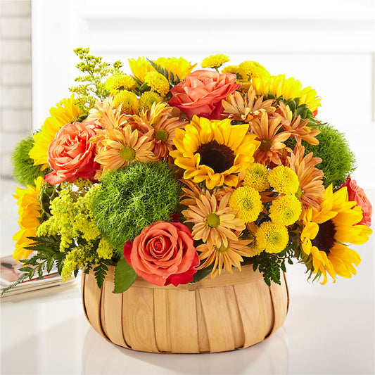 Harvest Sunflower Basket – MAIN STREET FLORIST & GIFTS, Ridgefield CT