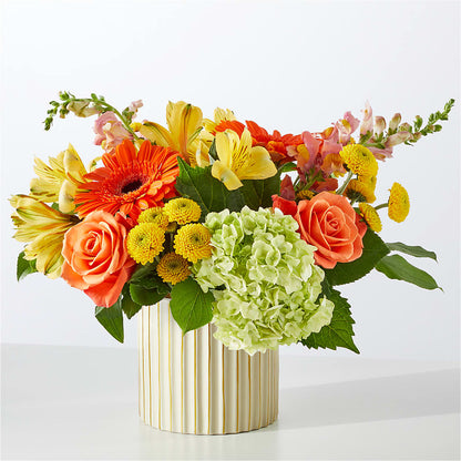 Autumn Sunshine Bouquet with Ivory Vase – MAIN STREET FLORIST & GIFTS, Ridgefield CT