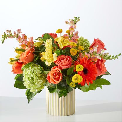Autumn Sunshine Bouquet with Ivory Vase – MAIN STREET FLORIST & GIFTS, Ridgefield CT