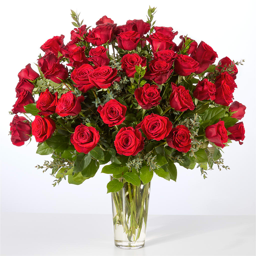Forever Yours Fifty Stem Red Rose Bouquet – MAIN STREET FLORIST & GIFTS, Ridgefield CT