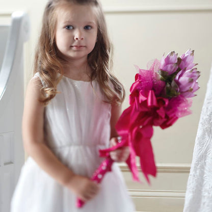 Sparkle Pink Flower Girl Bouquet – MAIN STREET FLORIST & GIFTS, Ridgefield CT